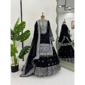 Ensemble de costumes de soirée pour femmes de designer avec fil et séquence de travail Vêtement de soirée élégant - Product Image 2