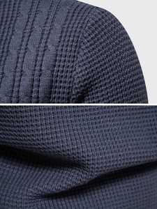 เสื้อสเวตเตอร์คอกลมลายเคเบิ้ลสำหรับผู้ชาย ดีไซน์ทันสมัยและอบอุ่น ผลิตจากผ้าฝ้ายถัก เหมาะสำหรับฤดูใบไม้ร่วง/ฤดูหนาว มีไซส์พลัสไซส์ให้เลือกหลายขนาด - Product Image 3