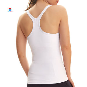 Elegante camiseta sin mangas de algodón blanco para mujer con logo bordado, cuello redondo, tejido, color liso, transpirable, largo regular. - Product Image 4