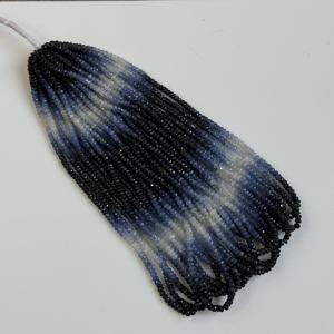 Perles facettées en saphir bleu naturel, perles de saphir ombré, brin de pierres précieuses pour la création de bijoux, prix de gros, 16 pouces - Product Image 1