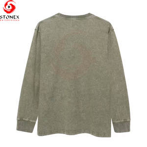 Camisas de Manga Larga para Hombre, 100% Algodón, Estilo Vintage, Transpirables, Ecológicas, con Logotipo Personalizado Impreso, Lavado Ácido, Talla Grande, Venta al Por Mayor - Product Image 5