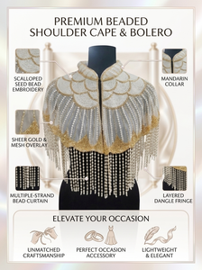 Cape à franges perlées pour femme, collier de cou à pampilles, accessoire de mode pour mariage, soirée, fête - Product Image 6