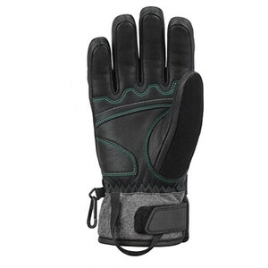 Gants de ski en cuir de qualité supérieure, isolés, tactiles, pour l'extérieur, marron, noir, vert, thermiques, imperméables, pour moto - Product Image 2