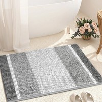 Tapis de bain rectangulaire en microfibre violette, antidérapant avec dos en caoutchouc, épais et touffeté, style moderne pour salle de bain