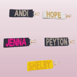 Wholesale Stylish Beaded Team Slogan Gameday Adjustable Keychain <b>Wristlet</b> Sports School Fan Accessories Handmade Key Holders - Product Image 3