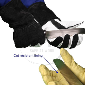 OEM ODM <b>Long</b> Cuff Full Finger Work Hand Wear Reinforced Thumb Palm Custom Size Industrial <b>Gloves</b> Yellow <b>Leather</b> Welding <b>Gloves</b> - Product Image 6