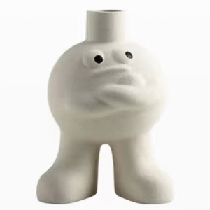 Jarrón de Cerámica de Diseño Contemporáneo con Acabado Mate, Diseño Facial, Hecho a Mano, Decoración de Mesa, 8-16 Pulgadas, Decoración para el Hogar - Product Image 1