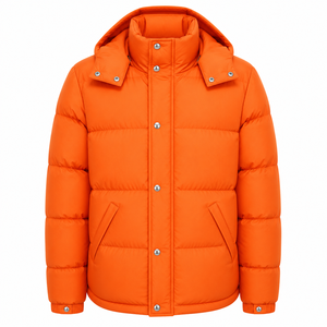 Men's Hooded Puffer <b>Jacket</b> Plain Dyed Custom Design <b>Winter</b> Quilted Padded Breathable <b>Waterproof</b> Outerwear - Product Image 1