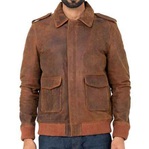 Men's Vintage Brown <b>Suede</b> Bomber <b>Jacket</b> Turn-down Collar Front Pocket Zipper Closure Autumn Wear - Product Image 1