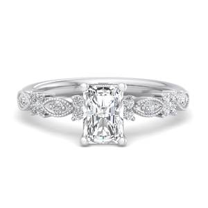 Bague de fiançailles de luxe en or rose avec diamant taille radiant, style <span class=keywords><strong>vintage</strong></span>, sertie de milgrain, bande marquise, ensemble de mariage, bijoux fantaisie pour femme, cadeau - Product Image 3