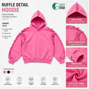 เสื้อฮู้ดดี้สีชมพูผ้าฝ้ายทรงโอเวอร์ไซส์แบบครอป แต่งระบาย แขนเสื้อแบบปกติ ผ้าถัก สวมใส่สบายๆ ได้ทั้งชายและหญิง เหมาะสำหรับฤดูใบไม้ร่วง - Product Image 1