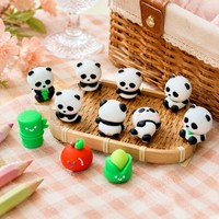 Set Penghapus Promosi Panda Lucu dan Modis, Penghapus Karet Mini Kawaii, Alat Tulis Bertema Hewan Kreatif untuk Anak-Anak, Mainan Sekolah