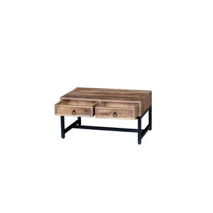 Mesa de centro de madera maciza de diseño tradicional, duradera y ecológica, con 2 cajones, estilo industrial, para almacenamiento. - Product Image 4