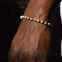 Bracelet tennis en argent sterling 925 plaqué or 18 carats avec micro-pavé de perles rondes, bracelet de luxe réglable pour hommes et femmes