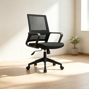 Chaise de bureau ergonomique moderne AY Office System avec dossier en maille, accoudoirs fixes, structure en plastique, réglable en hauteur et pivotante - Product Image 1