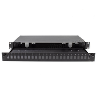 Kotak Distribusi ODF Serat Optik DAMU 19 Inch Rack Mount 12C-24C dengan Adaptor SC/LC/ST/FC, Baja Anti Karat, untuk Pusat Data Telekomunikasi FTTX