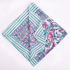 Accesorio para el Cabello Ecológico Unisex, Pañuelo Cuadrado de Algodón Floral, Estampado a Bloques, Bandana Informal de Verano, Transpirable - Product Image 5