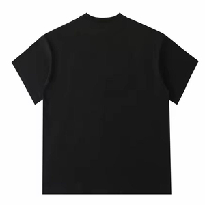 เสื้อยืดคอกลมแขนสั้นสีดำล้วนทรงปกติผ้าเจอร์ซีย์ผสมคอตตอนใส่ได้ทุกวันสำหรับผู้ชาย เสื้อยืดสีดำสำหรับผู้ชาย สีดำ - Product Image 6