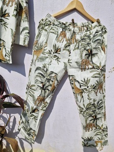 Conjunto de Pijama de Algodón con Estampado de Selva Tropical con Bolsillo, Ropa de Dormir para Mujer, Conjunto de Pijama Suave y Transpirable - Product Image 5