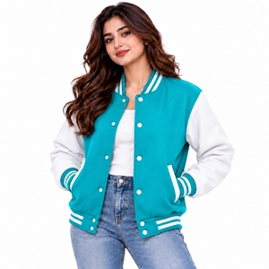 Vestes varsity pour femmes avec boutons-pression durables, alliant style classique et mode moderne, vestes varsity pour femmes. - Product Image 1