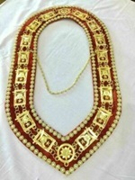 Collar de Cadena Shriner de Alta Calidad a Precio de Fábrica al por Mayor, Joyas Masónicas, Regalia Masónica Moderna, Chapado en Oro, Metal Cepillado