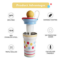 Mug à café Northfox au design mignon et innovant, impression 3D, double paroi en acier inoxydable, gobelet isotherme pour enfants avec infuseur