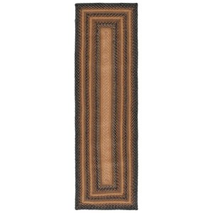 Braided <b>Jute</b> Area <b>Rug</b> Rectangle Farmhouse Style Striped Non-Slip Flat Pile Hallway <b>Runner</b> - Product Image 1