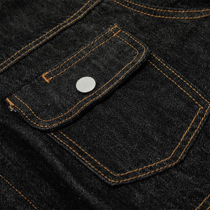 Veste en jean unie surdimensionnée en coton épais 14 oz avec boutons personnalisés style streetwear pour homme – Conception OEM - Product Image 5