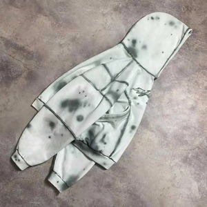 Sweat à capuche streetwear vintage personnalisé effet soleil délavé, double couche, déchiré, délavé à l'acide, gris 500, 100% coton brodé - Product Image 2