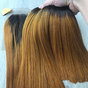 Factory Price 100% Raw Virgin Vietnamese Human Weft Lace Wig Bone Straight <b>Ombre</b> Yellow Color Super Double Drawn Hair Extensions - Product Image 4
