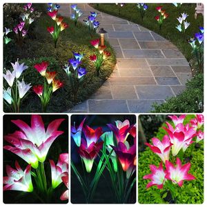 2 Luces Solares LED para Jardín con Forma de Lirio, Resistentes al Agua IP65, con Cambio de 7 Colores, para Decoración de Festivales al Aire Libre - Product Image 1