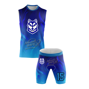 Ensemble de maillot de volley-ball Mashadi IMPEX, débardeur et short sublimés, sac à dos, logo loup bleu, joueur n°15, vêtements de sport anti-transpiration - Product Image 4