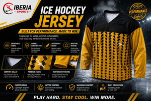 Maillot de hockey sur glace personnalisé IBERIA, manches longues, uniforme sportif d'équipe, maillot de hockey de performance, 100% polyester, col en V, impression sublimée - Product Image 6