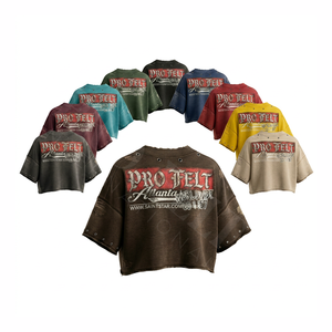 Camiseta Corta Personalizada con Efecto Desgastado, Unisex, Oversize, Manga Corta, Estilo Punk, Streetwear, Casual, Moda de Verano, 100% Algodón - Product Image 1