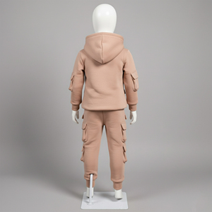 Ensemble sweat à capuche cargo multi-poches pour enfants, survêtement polaire chaud d'hiver pour tout-petits, tenue de jogging streetwear pour enfants - Product Image 4
