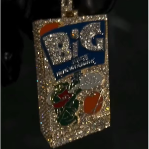 Colgante Personalizado Iced Out Big League Chew con Cadena de Moissanita VVS, Tendencia, Superventas, Estilo Hip Hop, Lujo, Pieza Distintiva, Único - Product Image 1