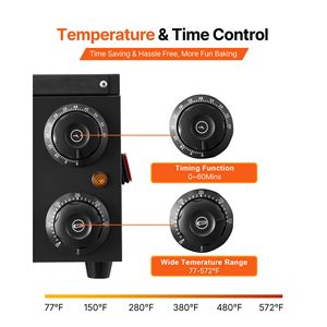 Horno Eléctrico de Convección para Pizza de 16 Pulgadas, 1750W, Rango de Temperatura 77-572F, Máquina para Hacer Pizza en Interiores con Temporizador - Product Image 4