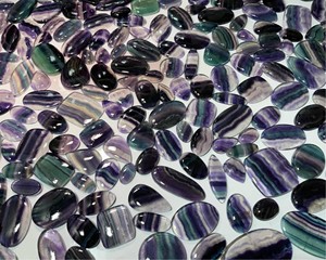 Lot de cabochons en fluorite naturelle, pierres précieuses polies en vrac, formes variées, pour la fabrication de bijoux, vente en gros - Product Image 2