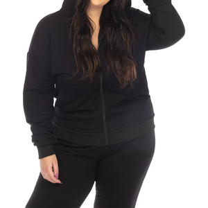 ชุดลำลองมีฮู้ดสำหรับผู้หญิง แบบเรียบ/ลายพิมพ์ ชุดออกกำลังกาย 2 ชิ้น เสื้อผ้าลำลองสำหรับออกกำลังกายและฟิตเนส ผ้าฝ้าย 100% ชุดจ็อกเกอร์มีฮู้ด - Product Image 4