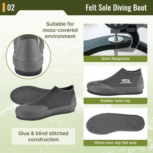 Botas de buceo Aropec de neopreno de 3 mm con suela de fieltro antideslizante de 10 mm, diseño duradero para centros de buceo de alquiler, servicio OEM/ODM. - Product Image 3