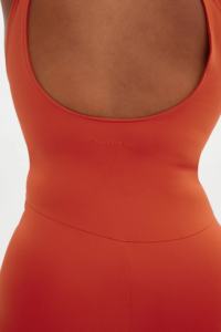 <b>Women's</b> Casual One Piece Workout <b>Romper</b> Solid Pattern Breathable Deep Back Yoga Jumpsuit Shorts Built-in Bra Tummy Control - Product Image 5