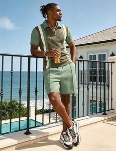 Ensemble de jogging pour hommes, été, tricoté, brodé, 100% coton, séchage rapide, manches courtes, logo personnalisé, ensemble chemise et short - Product Image 4