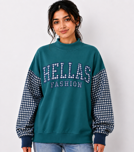 Fabricante de Ropa al por Mayor OEM ODM, Sudadera de Cuello Alto de Felpa de Algodón para Mujer, Hombros Caídos, Mangas Largas - Product Image 1