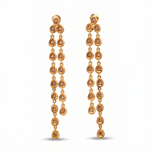925 Sterling Silver Gold Plated <b>Diamond</b> <b>Dangle</b> <b>Earrings</b> Handmade Long Drop Designer Luxury Wedding Jewelry for Women Adore - Product Image 3