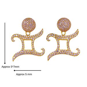 Boucles d'oreilles plaquées or du signe du zodiaque Poissons avec strass en cristal pour femmes, bijoux de fête tendance - Product Image 2