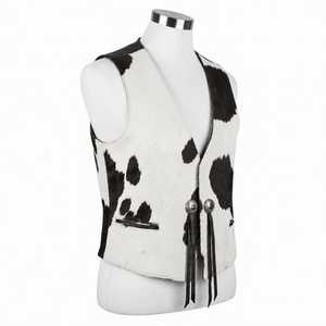 Chaleco de Piel Sintética con Estampado Animal para Hombre, Cuello en V, Doble Botonadura, Ropa Exterior Informal con Cintas, para Otoño - Product Image 4