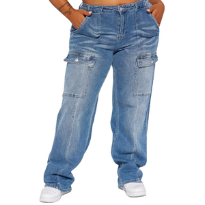 Pantalones Cargo de Cintura Alta con Cuatro Bolsillos y Cintura Elástica para Mujer, 100% Algodón, Precio Económico, Venta al Por Mayor, OEM - Product Image 4