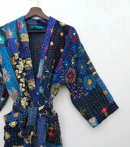 Nueva llegada Kantha Kimono bata chaqueta abrigo 100% algodón Patchwork bordado chaqueta abrigo para mujer - Product Image 6