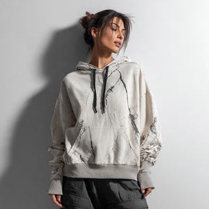 Sweat à capuche baggy pour femme, sublimation, épaules tombantes, effet délavé, surdimensionné, pour l'hiver - Product Image 2