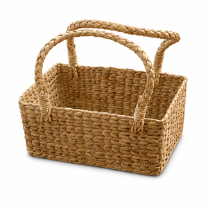 Cesta de Almacenamiento de Hierba de Agua Tejida a Mano con Asas Dobles, Cesta Organizadora Tejida Natural para Decoración del Hogar y Empaque de Regalos - Product Image 3